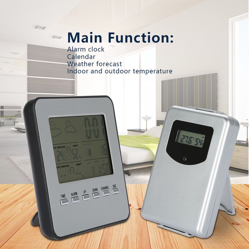 Digital Wireless Weather Station Alarm Clock Thermometer Hygrometer Outdoor Indoor