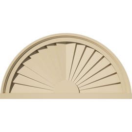 24"W x 12"H x 1-3/4"P Half Round Sunburst Signature Urethane Pediment, Primed Tan