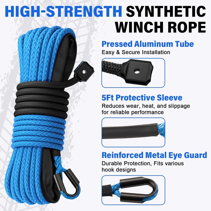 HOKINETY Synthetic Winch Rope Kit - 1/4" x 50' 10000
