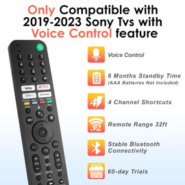 Smart Voice Remote Replacement for Sony 2019-2024 Smart and Bravia TV RMF-TX520U Replacement Remote for XBR/KD/XR Series, X80J, X85J, X90J, A80J
