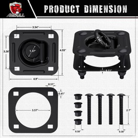AMBULL 1/2" D Ring Tie Down Anchors & Hole Saw Drill, 4 Pack Trailer Tie Down (6000 lbs Capacity Per Pack) Heavy Duty Hooks for Loads on Trailers Trucks RV Campers Vans ATV SUV Boats Motorcycles Black