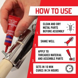 Loctite Threadlocker Red 271 - Permanent Thread Lock Glue for Nuts, Bolts, & Fasteners, High Strength Screw Glue to Prevent Loosening & Corrosion - 6 ml, 1 Pack