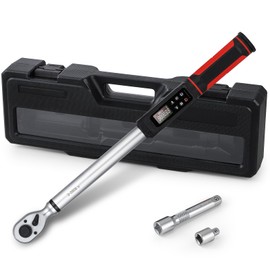 Mxmoonfree Digital Torque Wrench 1/2" Drive (2.2-147.5Ft.Lb/3-200N.m), ±1% Accuracy Electronic Torque Wrench Set with Vibration, Buzzer and LED Flash Notification for Bike Motorcycle Car Care