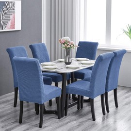 Howhic Stretch Chair Covers for Dining Room Set of 6, Removable Dining Room Chair Covers, Dining Chair Slipcovers Seat Protector, Great for Home and Banquet Decoration (Periwinkle Blue, 6 Pack)
