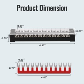 KERWINN 15A Screw Terminal Block, 12 Position Dual Row Covered, 12 Position Pre-Insulated Terminal Barrier Strips (15A 5PCS 12P+5PCS Wiring Strips)