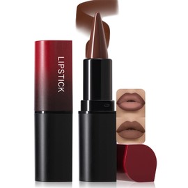 Wugbc Dark Brown Lip Liner Pencil 2 in 1 Matte Lipstick Creamy Gradient Lip Liner and Lipstick Lip Combo Silky Smooth Retractable Ombre Effect Cone Tip Crayon Form for Shaping & Sculpting Lips, 04#