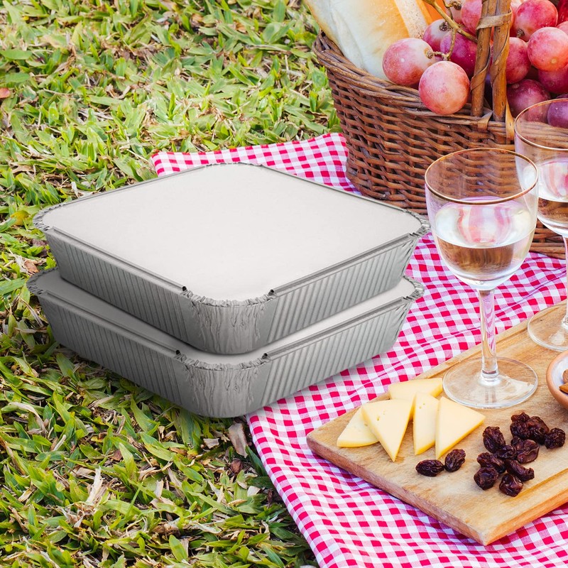 Homeshopa Aluminium Foil Trays with Lids, Disposable Tin Foil Containers,