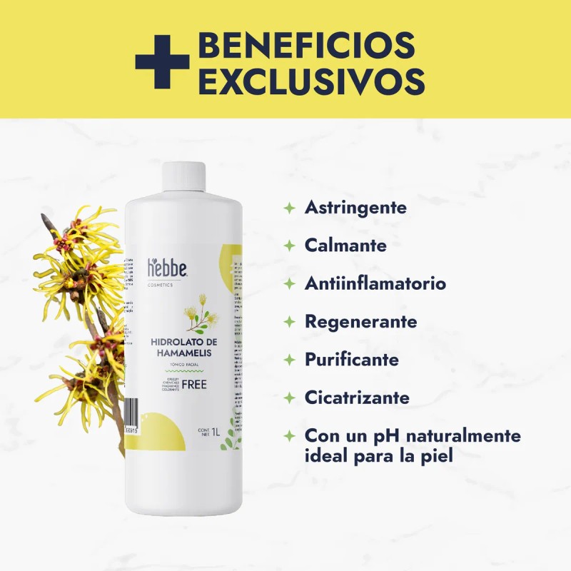 Tónico Facial Hebbe Cosmetics Hamamelis Piel Mixta Hidratante Natural