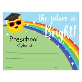Happy Graduates Bright Futures Preschool Diplomas, Set of 30, Graduation
