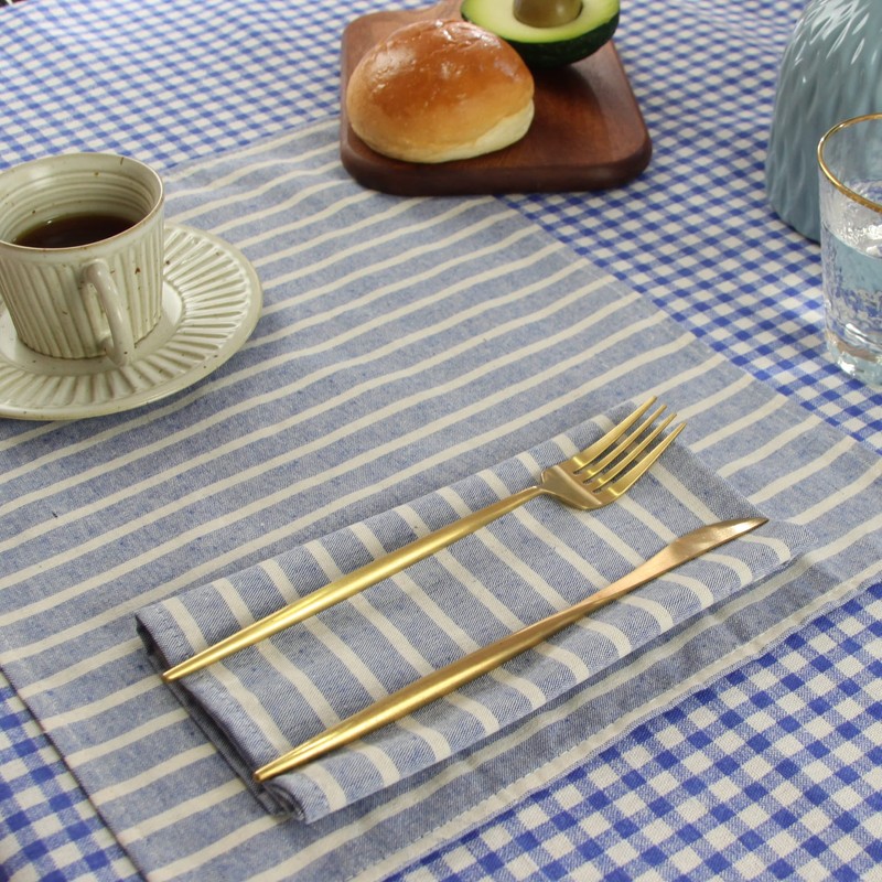 INFEI Broad Striped Cotton Blended Dinner Cloth Napkins - Set