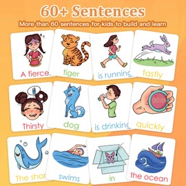 Alened Sentence Building for Kids, Speech Therapy Toys for Toddlers 3-4, Learn to Read Phonics Games, Special Education Homeschool Classroom Supplies for Preschool, Kindergarten, 1st, 2nd Grade