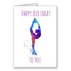 Ice Skater Skating Birthday Card Happy Birthday Watercolour effect (envelope