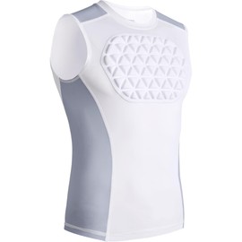 Legendfit Adult Baseball Football Chest Protector Padded Compression Shirt Support Softball Lacrosse Heart Sternum Guard Grey/White