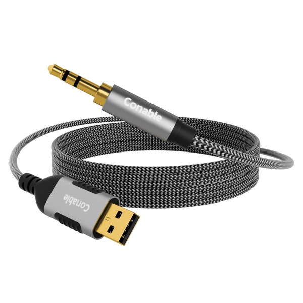USB to 3.5mm Audio Cable 8 FT, USB A to