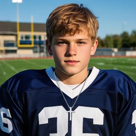 WINFY Football Cross Necklace for Boys Men Inspirational Christian Bible Verse Cross Pendant Stainless Steel Chain 20+2 inch Football Jewelry Religious Gift for Men(Silver 4-13)