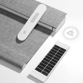 MUSCLEAREA Motorized Blinds with Remote, Hub-Free Smart Blinds Work with Alexa, Automatic Roller Shades for Windows with Matter Motor, Cordless Blackout Blinds, Solar Panel, Rechargeable, Grey, 20*72