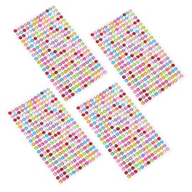 DOITOOL 4 Sheets Nail Decals with Round Rhinestones Face Gems for DIY Phone and Album Decoration Durable Stickers for Creative Fun and Motor Skills Development