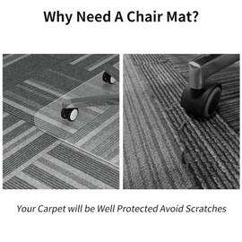 WASJOYE Office Chair Mat for Carpet, 36" x 48" x 0.09" Chair Mat for Carpet, Transparent Desk Chair Mat with Non-Slip Studded for Home and Office