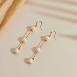 LILIE&WHITE Earrings for Women Dangle Earrings with Colourful Beads for Women - Elegant Drop Earrings in Boho Style, Lightweight Jewellery for Everyday and Special Occasions Gift, Unit size, Brass, No
