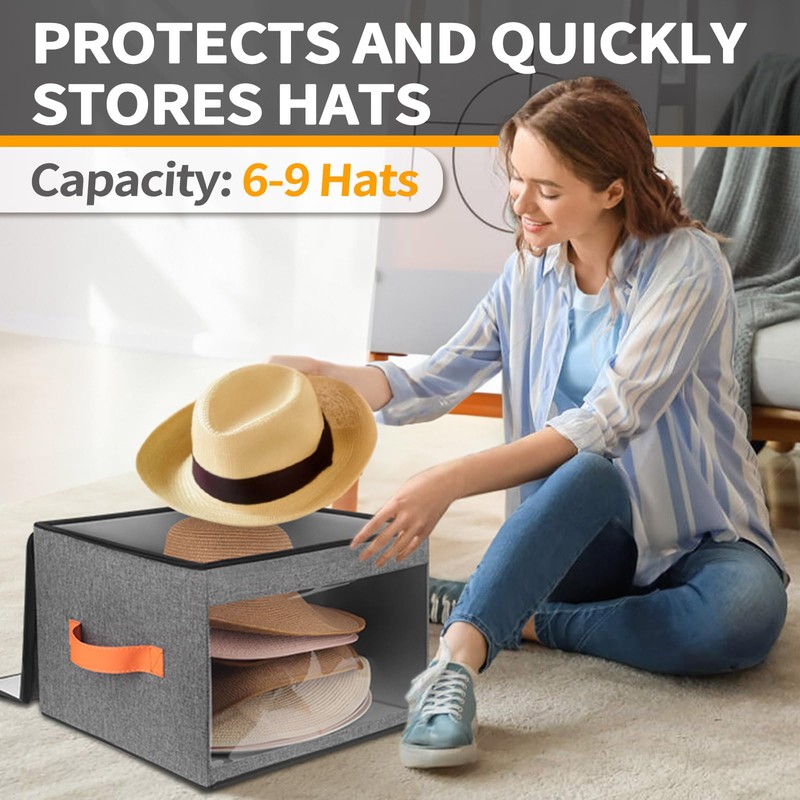 kushon Upgraded Hat Storage Box for Women & Men,Closet Hat