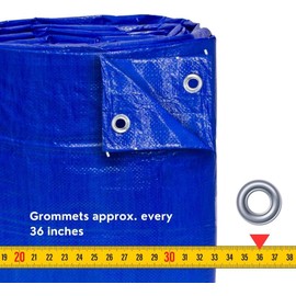 TARP SUPPLY Inc. 12'x16' Mutipurpose Blue Poly Tarp with Aluminum Grommets and Rope Reinforced Edges,Waterproof,UV Resistant Lightweight 5 Mil Protective Cover for Car,Camping,Outdoor