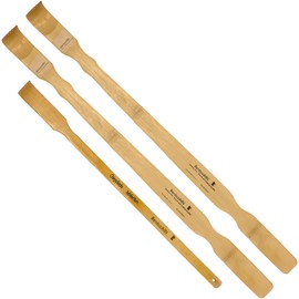 BambooMN 2 Units 25 Inch Extra Long Bamboo Wood Wooden Backscratcher Shoehorn Plus Free Travel Size Back Scratcher