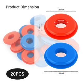20PCS Glad Hand Seals for Glad Hand Air Hose,Rubber Gladhand Seals of Semi Truck Accessories,Air Lines for Semi Truck Car Accessories Compatible with Tramec Tectran Haldex (10PCS Red+10PCS Blue)