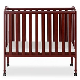 Dream On Me 2 in 1 Portable Folding Stationary Side Crib in Cherry, Greenguard Gold Certified , 2 Piece Set