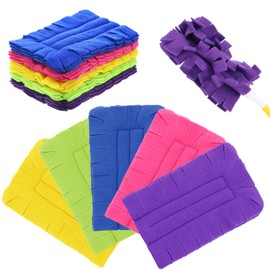 Wanmu 20 Pack Reusable Heavy Duty Fleece Duster Refill, 360° Dusters Refills Washable Duster Pads Cleaning Pads for Multi Surface for Home, Blinds, Fans, Corners, Furniture, Pet Hair (5 Colors)