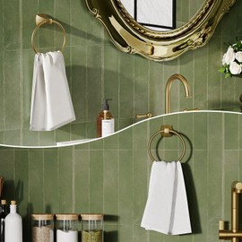 WZRUA Hand Towel Holder for Bathroom Brushed Gold Towel Ring Stainless Steel and Zinc Alloy Towel Hanger Wall Mount for Bath, Kitchen