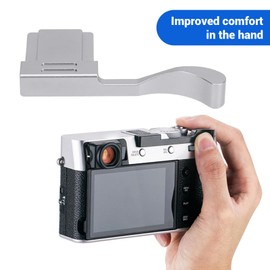 Camera Thumb Grip, Aluminum Alloy Hot Shoe Rest Holder, X100VI, X100V, X100F, XE3, XE4 Cameras with CNC Machining and Anodization for Durability (Silver)