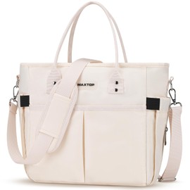 MAXTOP Lunch Bag Women for Work Insulated Thermal Lunch Box with Wide-Open Pocket Reusable Leakproof Cooler Bags with Removable Shoulder Strap for Teacher Nurse Office Picnic Travel Beige