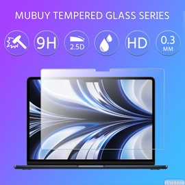 MUBUY-GOL Tempered Glass Screen Protector Compatible With MacBook Air 15.3 Inch M3 A3114 M2 A2941 2024 2023 Release 9H Hardness & Bubble Free Screen Filter