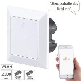 Luminea Home Control Lichtschalter: Lichttaster mit WLAN, App, kompat. zu Siri, Alexa & Google Assistant (WLAN Taster, Smarte Lichtschalter, Kippschalter)