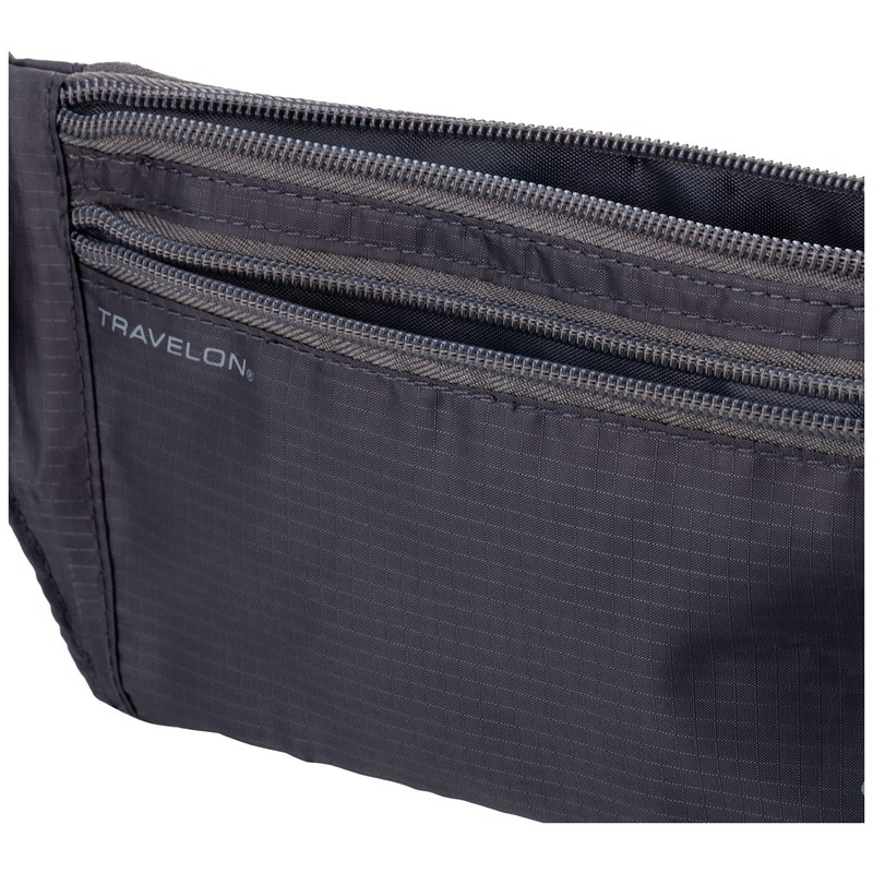 Travelon Unisex Adults Double Zip Waist Pack, Charcoal