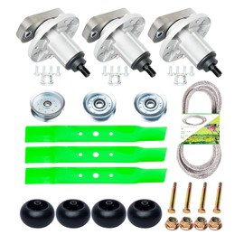 Lawn Mower Deck Rebuild Kit Fits for 48" Deck， Compatible with John De ere L120 L130, Include 3 Spindle GY20050 GY20785, 3 Blade GX20250, 1 B ELT GX20305, 4 Wheel GX10168, 3 Idler GY20067 GY22082