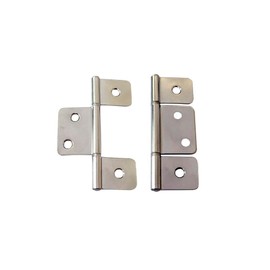 QCAA Flag Three Leaf 3-1/2" Bifold Shutter Hinge for Non-Mortise Cabinet Hardware, Nickel, Made in Taiwan, 2 Pack