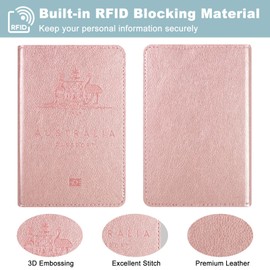 YAVIV Passport Holder for Women and Men, Premium Leather Travel Passport Wallet RFID Blocking Passport Cover, Rose Gold