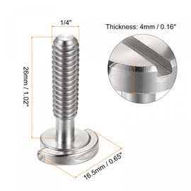sourcing map Camera Tripod Screw - 1/4" Male Mounting Screw Adapter Slotted 1.02" Length for Camera Stand Microphone Holder of Stainless Steel