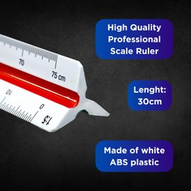 Scale Ruler 30 cm – Plastic Triangular Ruler – Scale Ruler Triangular – Triangular Ruler 30 cm – Architect Engineer Scale Ruler 1:2.5 1:5 1:20 1:100 2:1 5:1