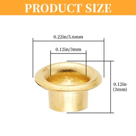 DEVPSISR 250pcs Grommets Eyelets,Copper Small Eyelets for Fabric,Leather,Curtains(Gold 3.1MM)