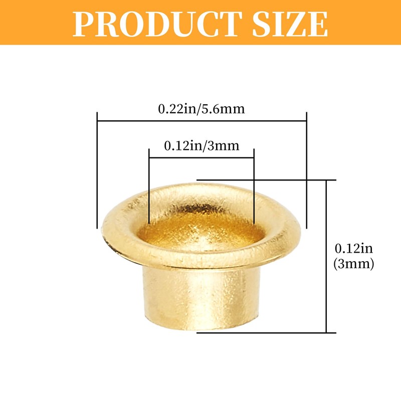 DEVPSISR 250pcs Grommets Eyelets,Copper Small Eyelets for Fabric,Leather,Curtains(Gold 3.1MM)