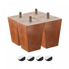 sourcing map Furniture Legs, 3 Inch(80mm) Set of 4 Square Solid Wood Couch Legs Feet Chair Table Feet Sofa Support Replacement Parts, Brown