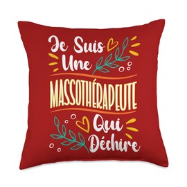 Une Massothérapeute Qui Déchire Cadeau Massothérapeute Femme Throw Pillow