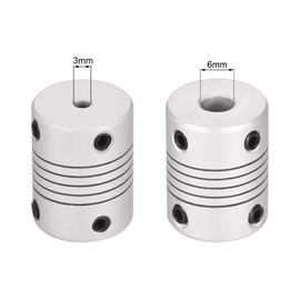 sourcing map 3mm to 6mm Aluminum Alloy Shaft Coupling Flexible Coupler Motor Connector Joint L25xD19 Silver,5pcs