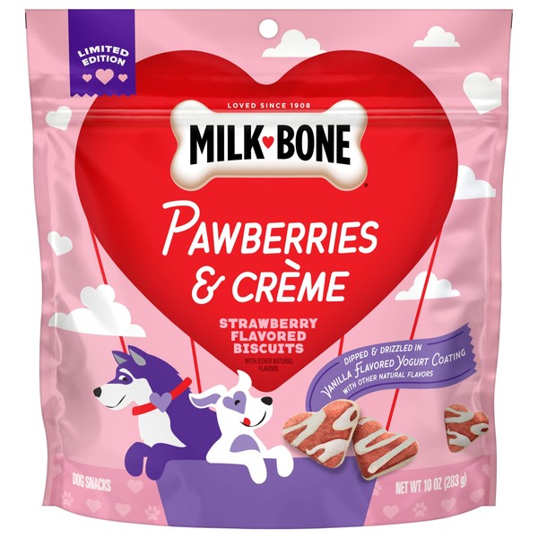 Milk-Bone Pawberries & Crème Strawberry Flavored Dog Biscuits, 10 oz.