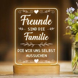 Attivolife Gift to My Friends, Friendship Night Light, LED Warm Bedside Lamp for Best Friend Partner Wooden Room Decoration Birthday Thanksgiving Christmas