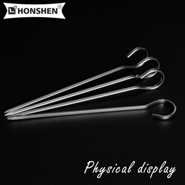 HONSHEN 5.75"Flat Stainless Skewers,Metal Potato Skewrs,Short Barbecue, Needle Barbecue Skewers,Baking Rods,Corn on The Grill,Home Cooking,12 pcs (5.75 INCH Flat BBQ 12)