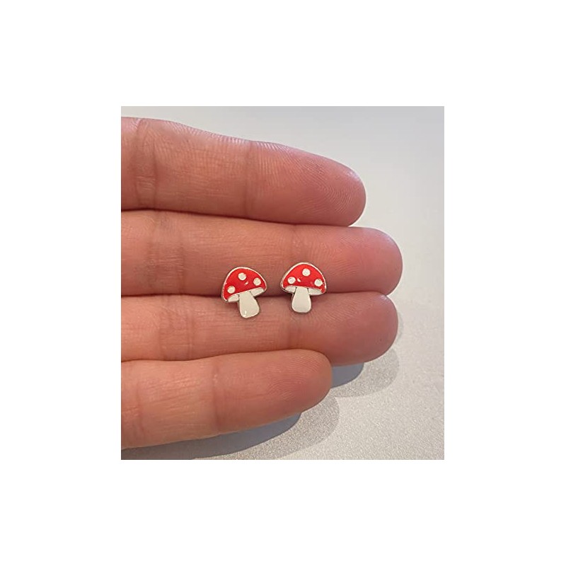 Mushroom Earrings 925 Sterling Silver