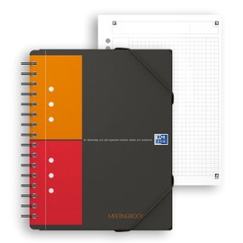 Oxford Meetingbook International A5, kariert 160 Seiten, mit Gummizugmappe und 3 Einschlagklappen